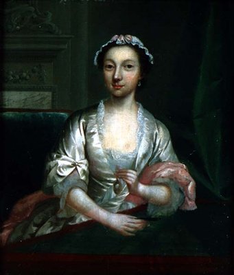 Portræt af Elizabeth Faulkner, kunstnerens kone, ca. 1742 (panel) af Arthur Devis