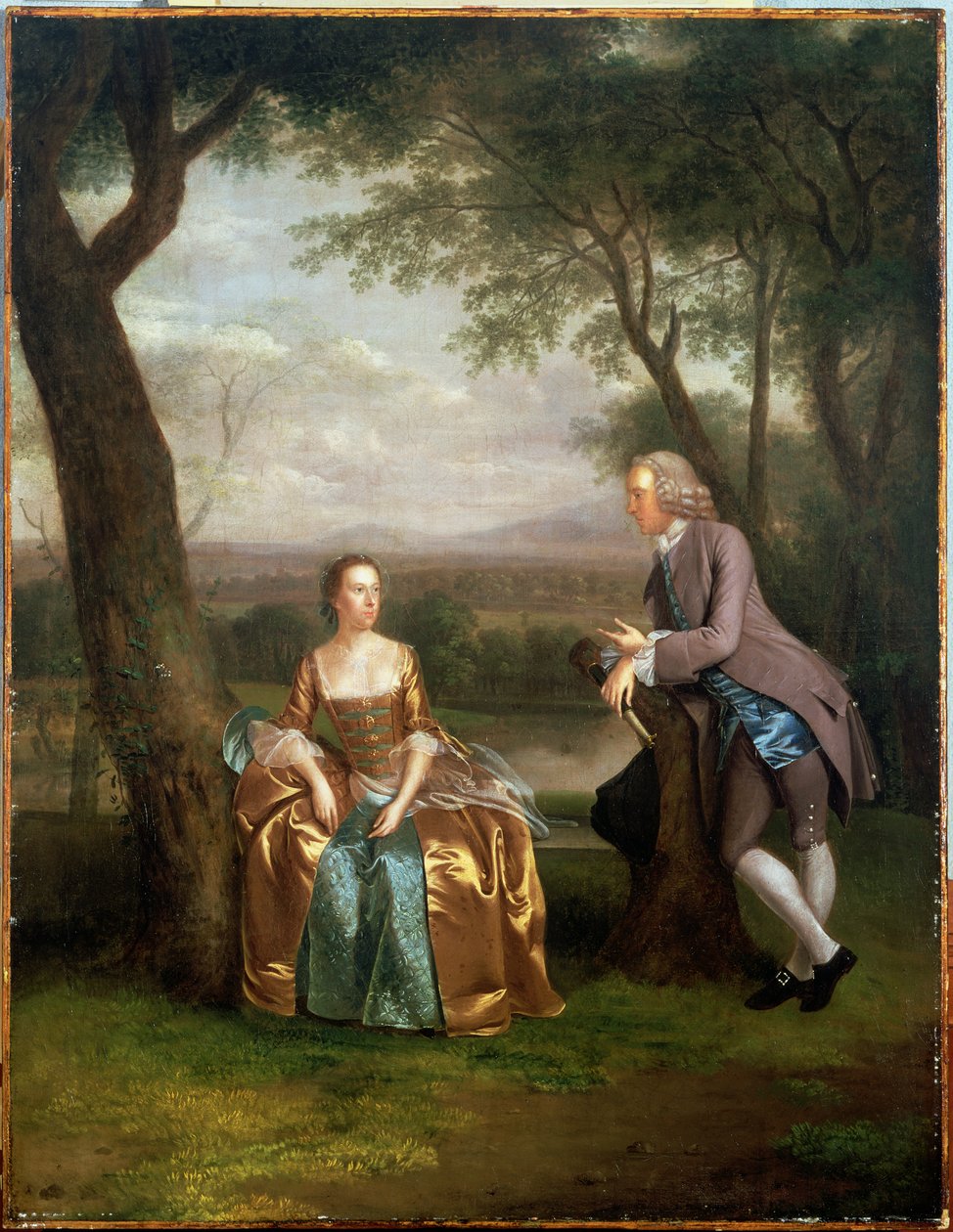 Portræt af et par, muligvis Daniel og Mary Swaine fra Leverington Hall, Isle of Ely, Cambridgeshire, ca. 1753 af Arthur Devis