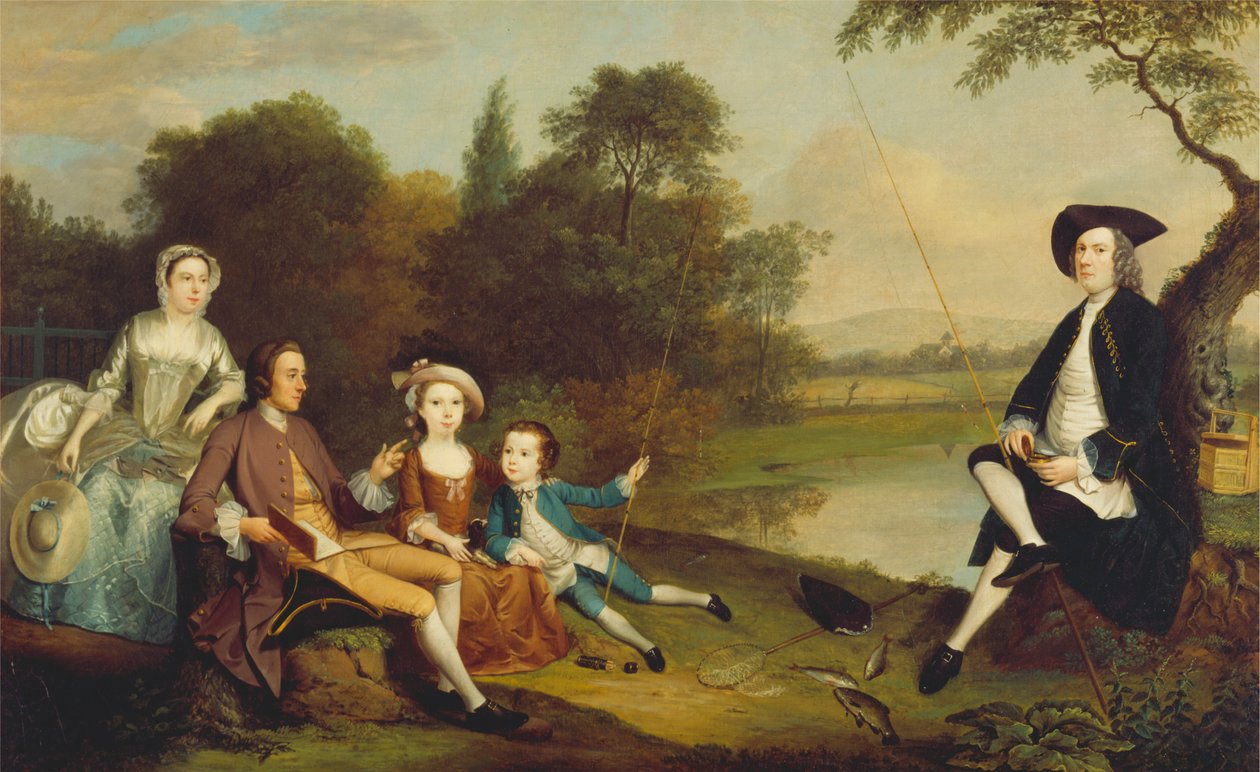 Portræt af en familie, traditionelt kendt som Swaine-familien i Fencroft, Cambridgeshire af Arthur Devis
