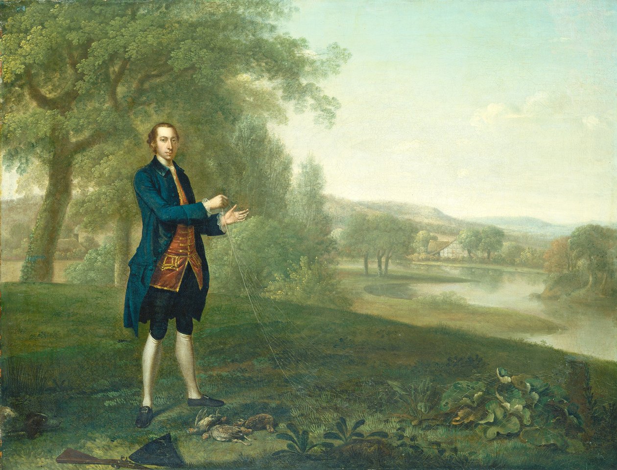 Portræt af en gentleman, der netter agerhøns af Arthur Devis