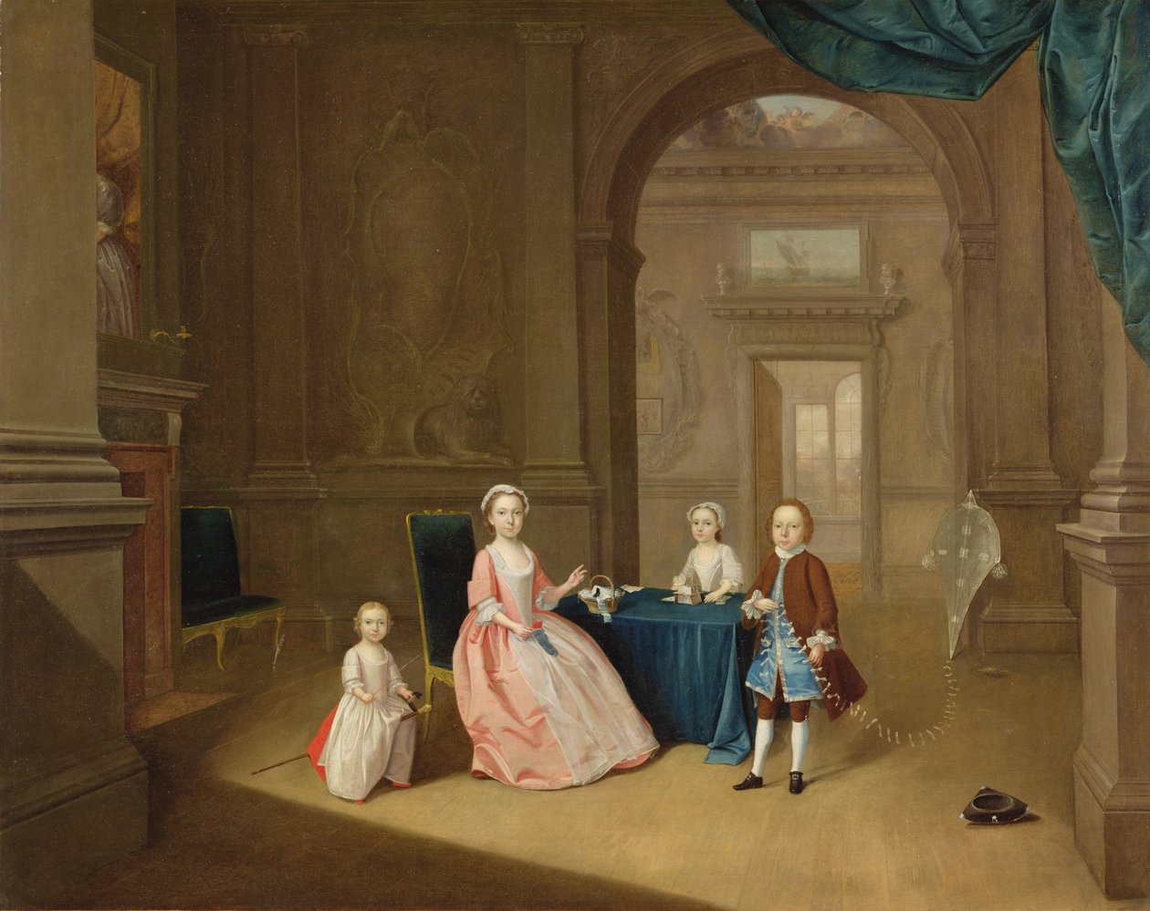 Portræt af en gruppe børn, ca. 1743 (olie på lærred) af Arthur Devis