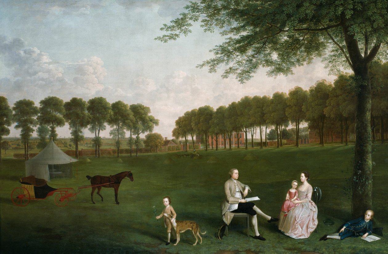 Sir John Shaw og hans familie i parken på Eltham Lodge, Kent af Arthur Devis