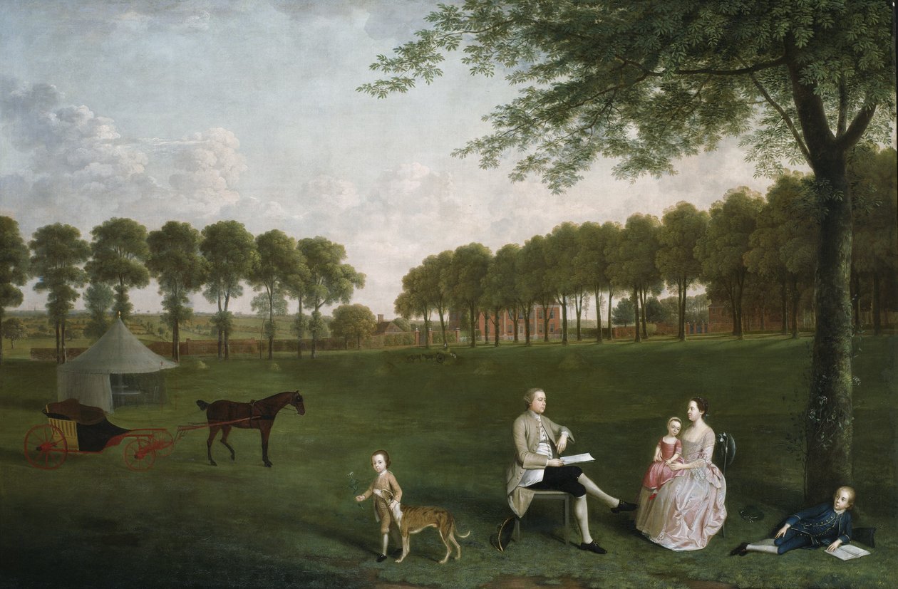 Sir John Shaw og hans familie i parken ved Eltham Lodge, Kent, 1761 af Arthur Devis