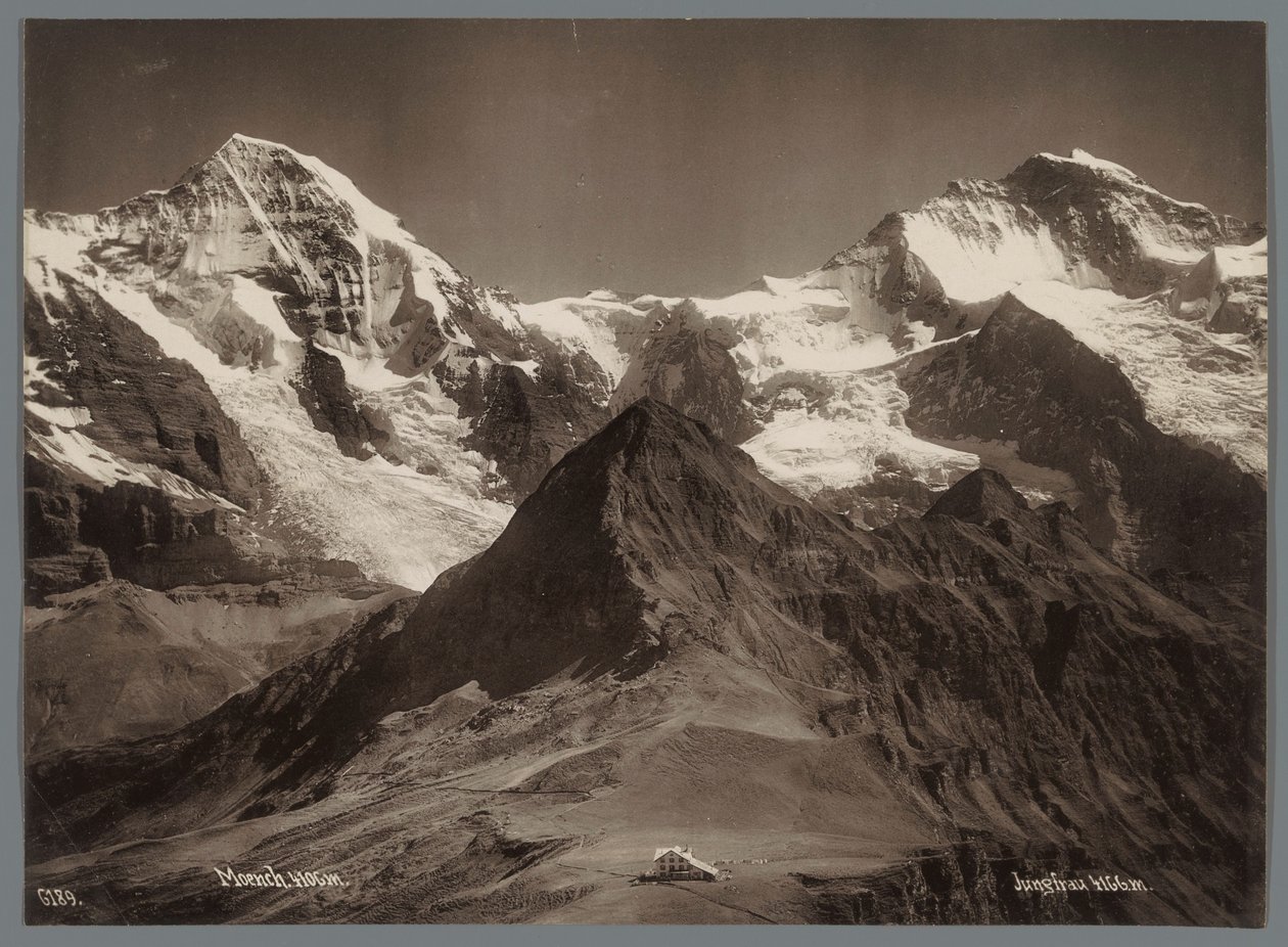 Udsigt over Mönch og Jungfrau i Berner Alperne Panorama af Jungfraukette (serietitel) af Arthur Gabler