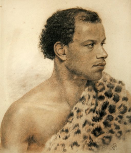 Portræt af en afrikaner (farvet kridt på papir) af Arthur George Walker