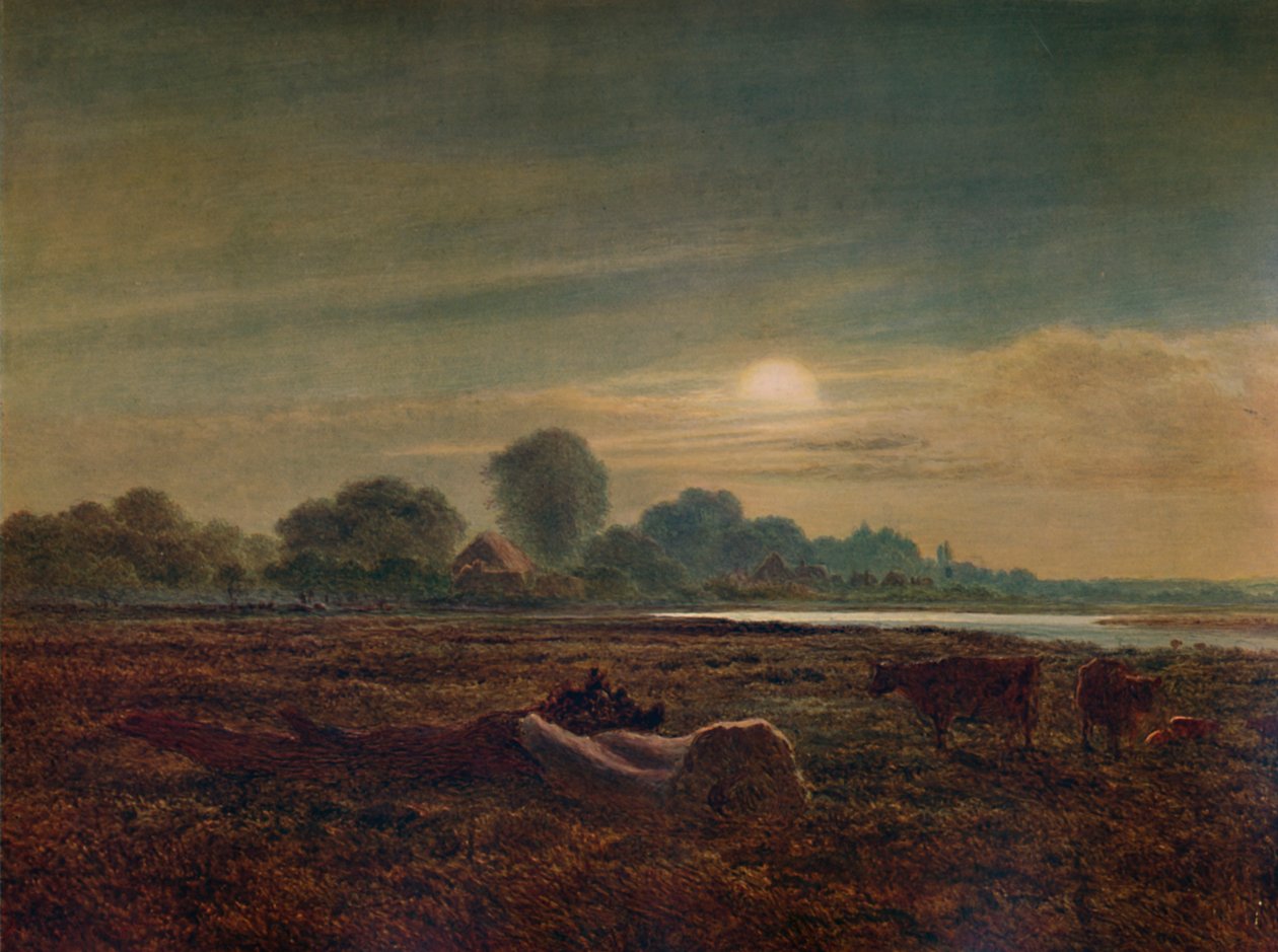 Flodscene ved måneskin, med kvæg, 1879, 1935 af Arthur Gilbert