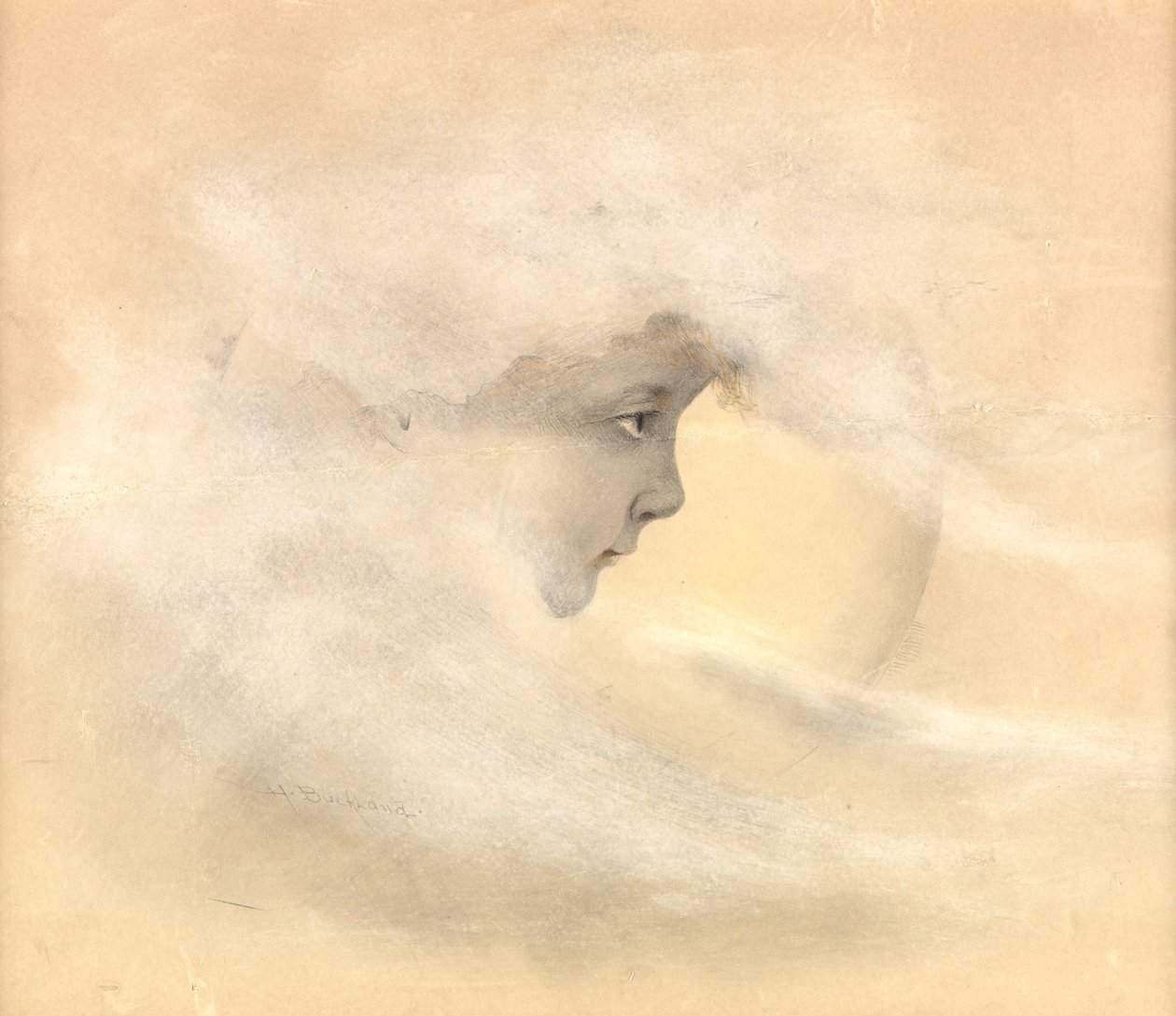 Peter Pan, eller dreng i månen, ca. 1910 (blyant, pen og blæk, wc på papir) af Arthur Herbert Buckland