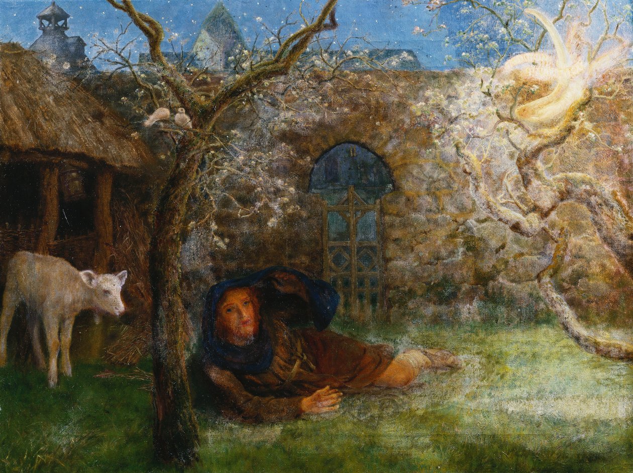 Caedmons opvågning, af Arthur Hughes