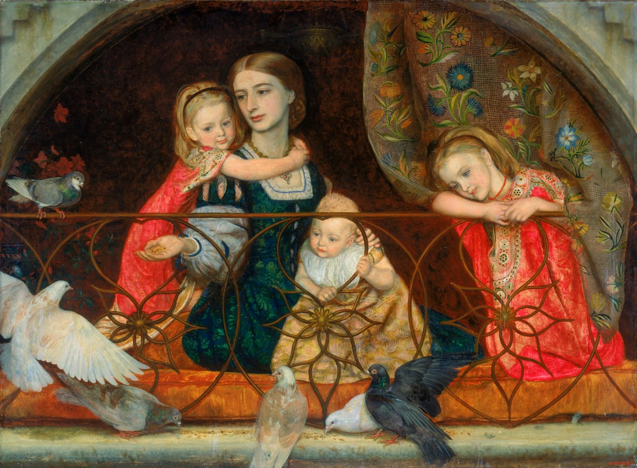 Fru Leathart og hendes tre børn, ca.1863-65 af Arthur Hughes