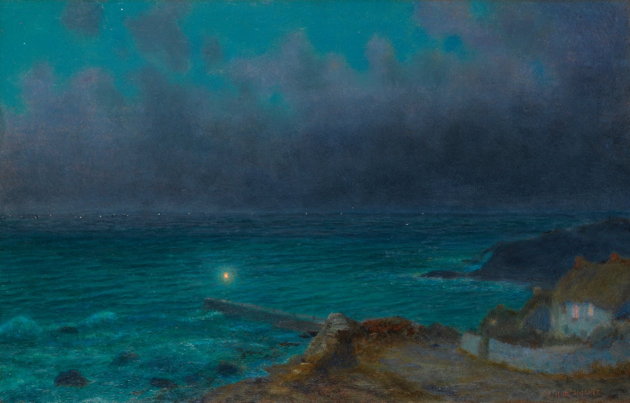 Night Toilers (olie om bord) af Arthur Hughes