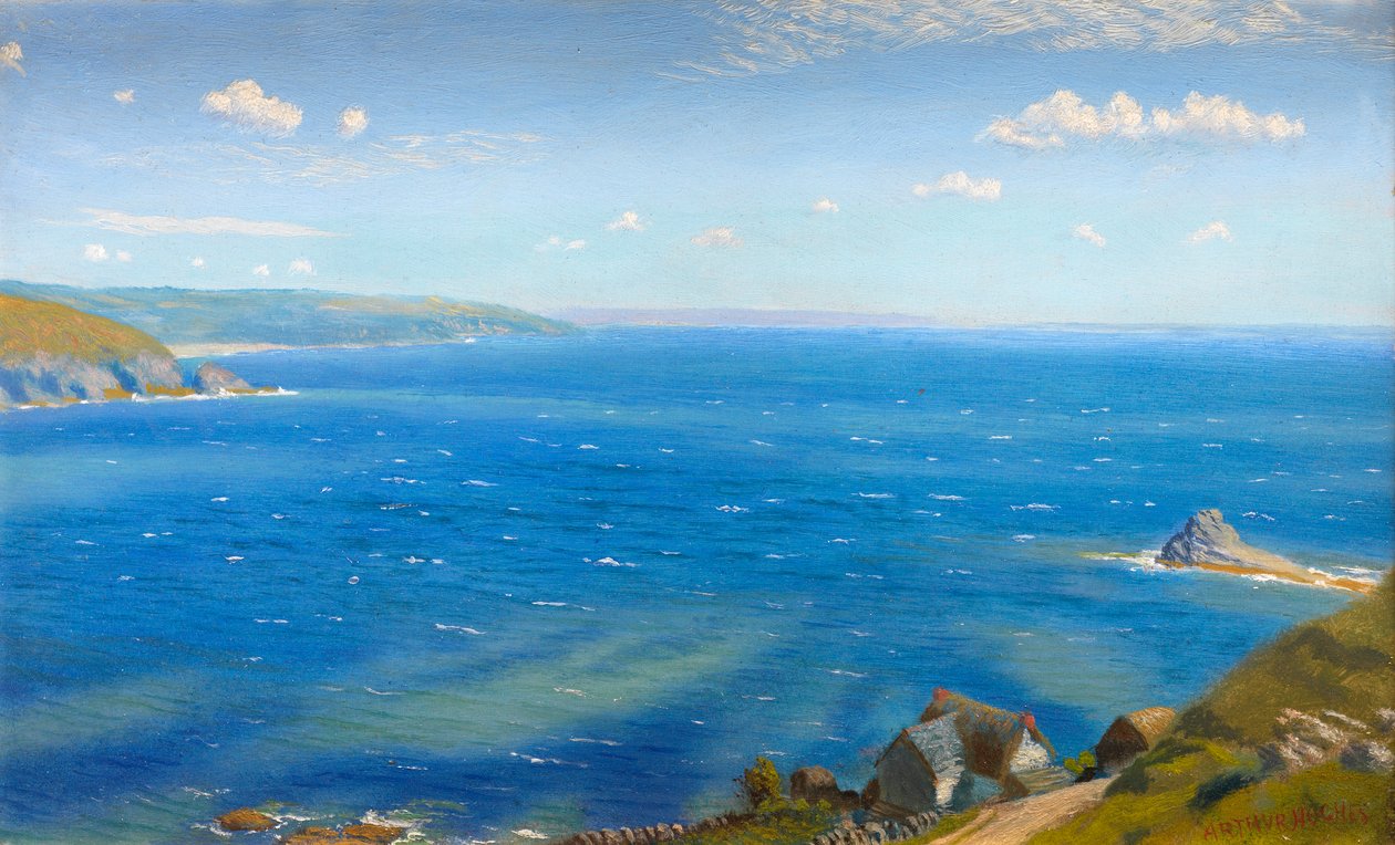Studie for Hannafore, West Looe (olie om bord) af Arthur Hughes