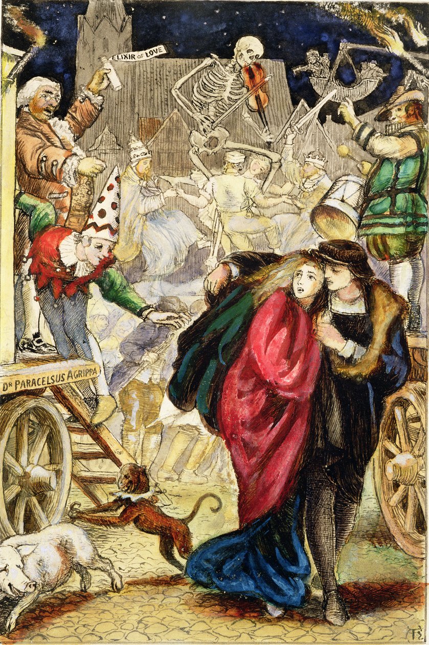 Vanity Fair, ca. 1872 (sort blæk og akvarel ombord) af Arthur Hughes