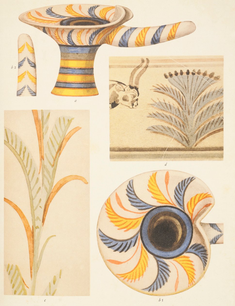Detalje af keramikdekorationerne fra Knossos af Arthur John Evans
