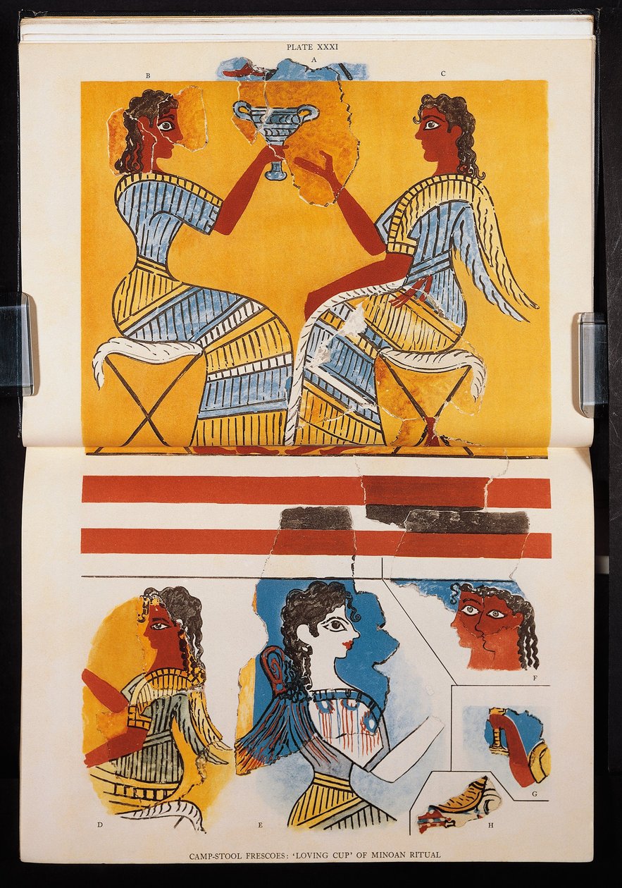 Reproduktion af fresker af Sir Arthur John Evans, Minos-paladset i Knossos, udgave 1921 af Arthur John Evans