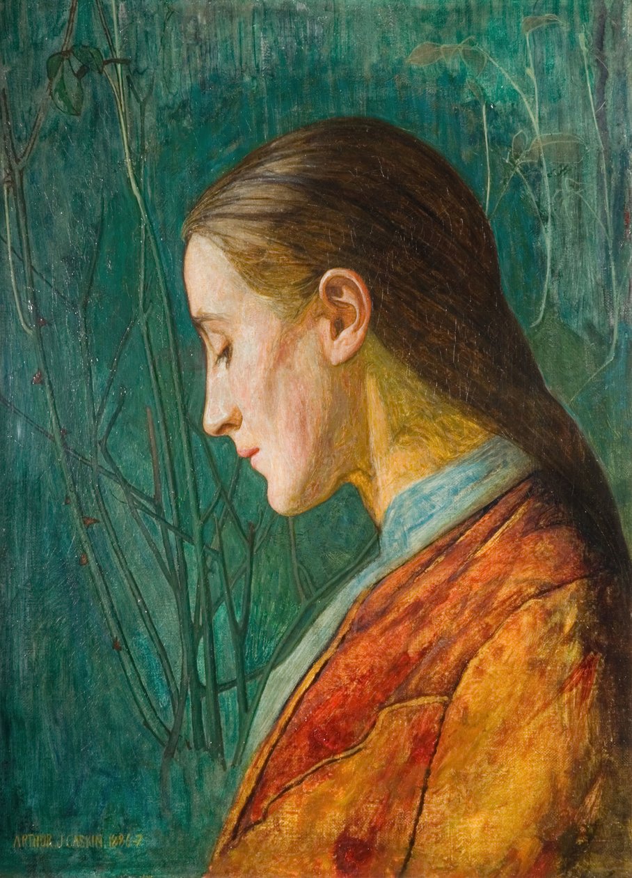 Portræt af en reflekterende dame, 1887. af Arthur Joseph Gaskin