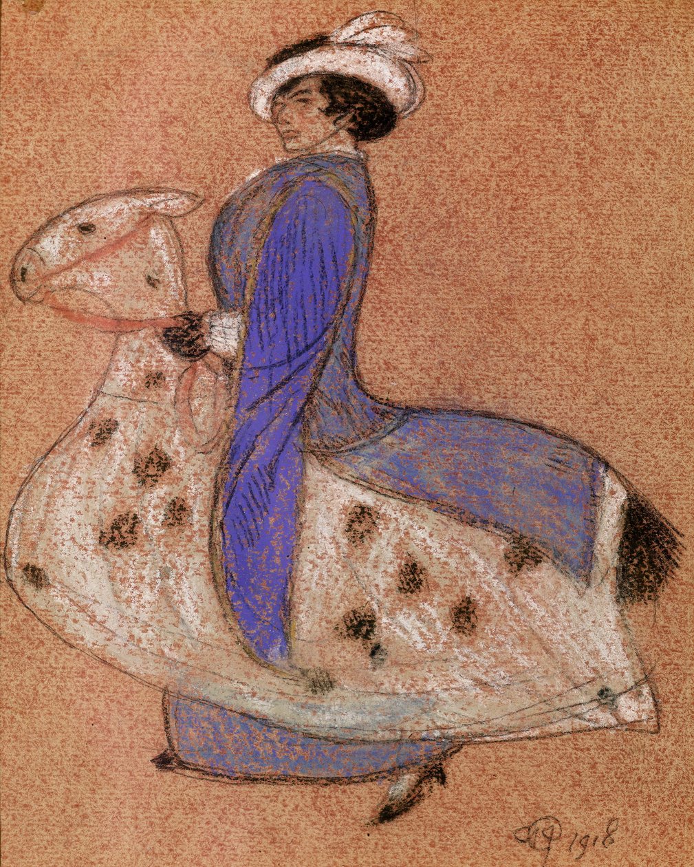 Pantomimehesten, 1918 (kridt på papir) af Arthur Joseph Gaskin