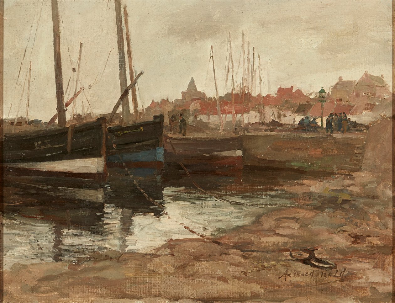 East Neuk Harbour (olie på lærred) af Arthur MacDonald