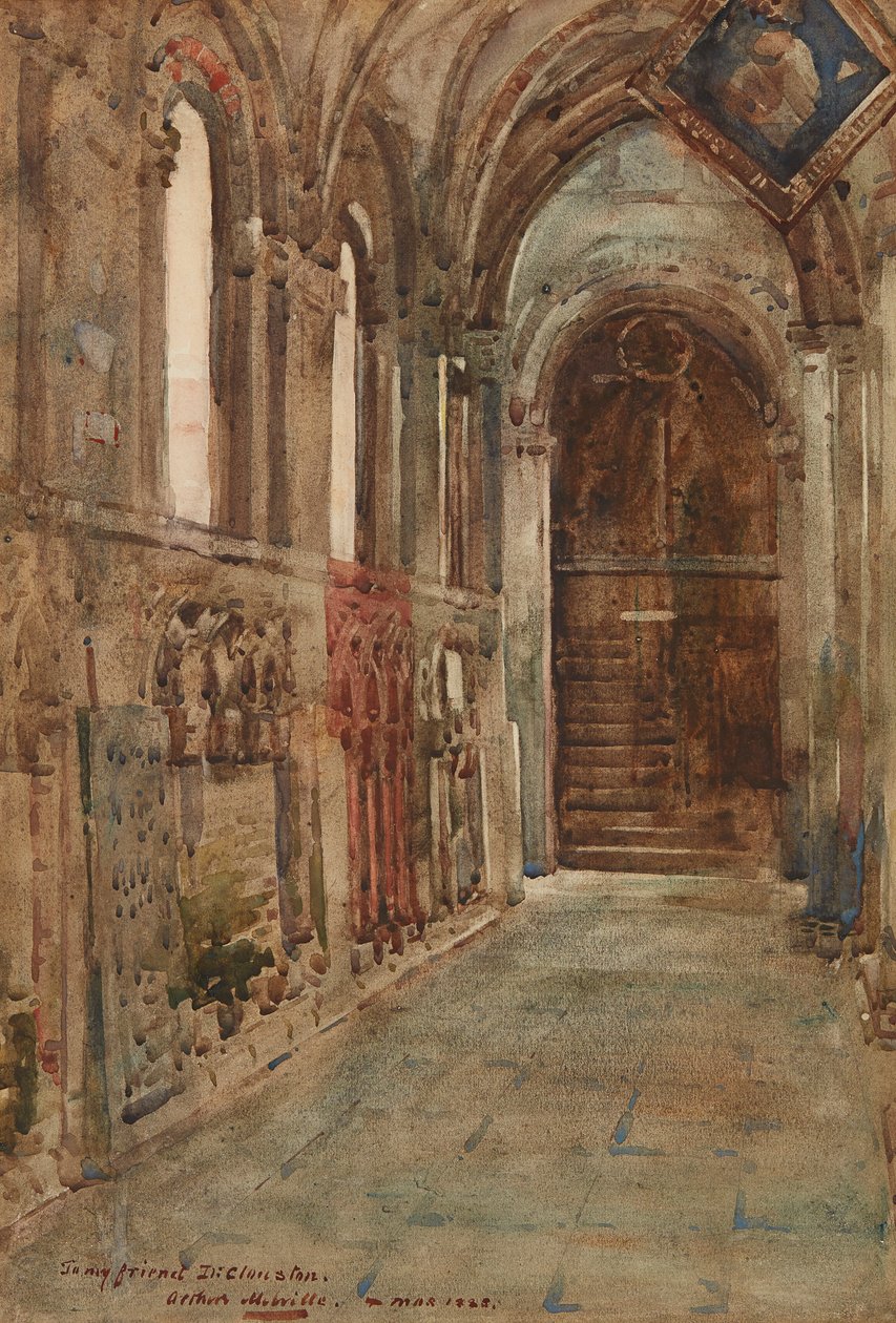 North Aisle of St. Magnus Cathedral, Kirkwall (akvarel) af Arthur Melville