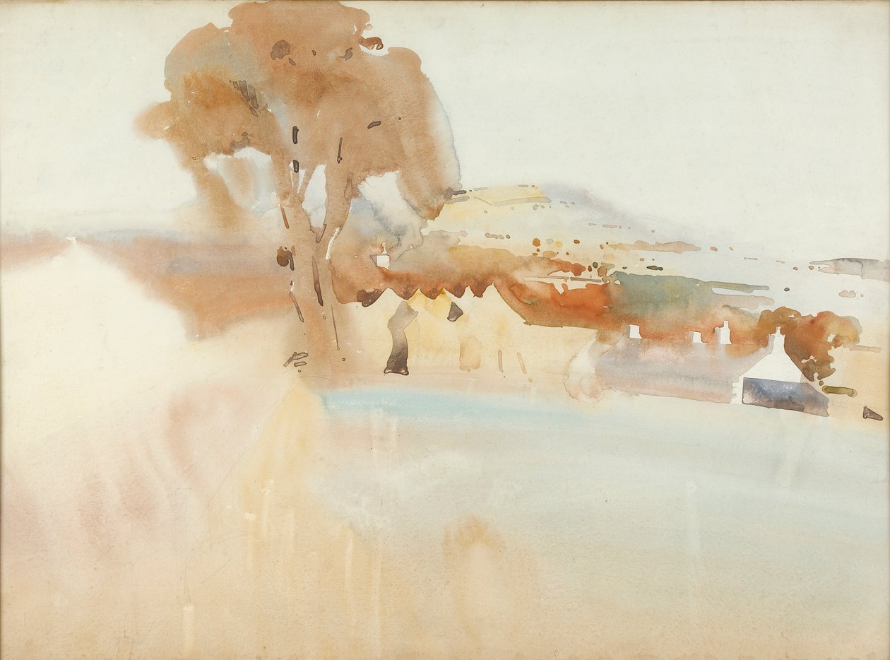 Scottish Farm ved en flodmunding (wc på papir) af Arthur Melville