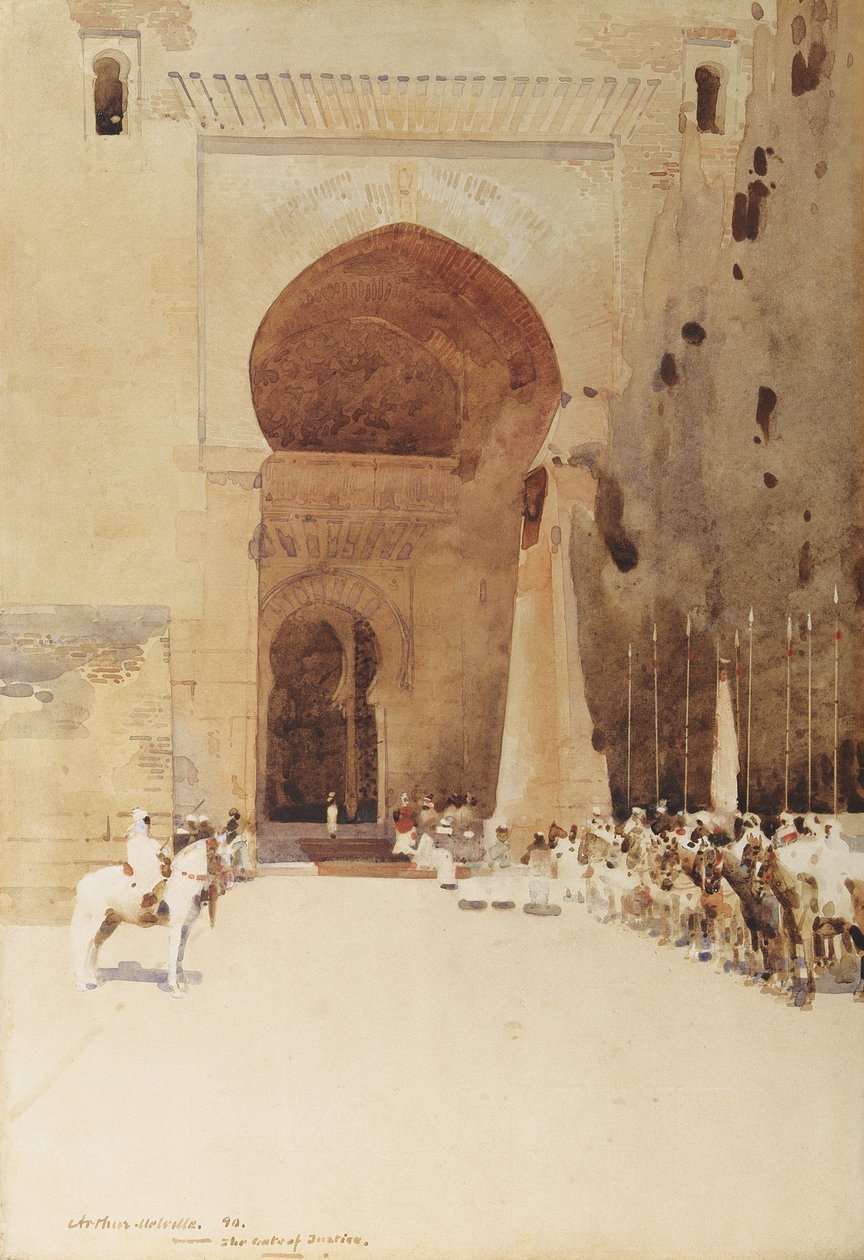 The Gates of Justice, 1890 (wc på papir) af Arthur Melville