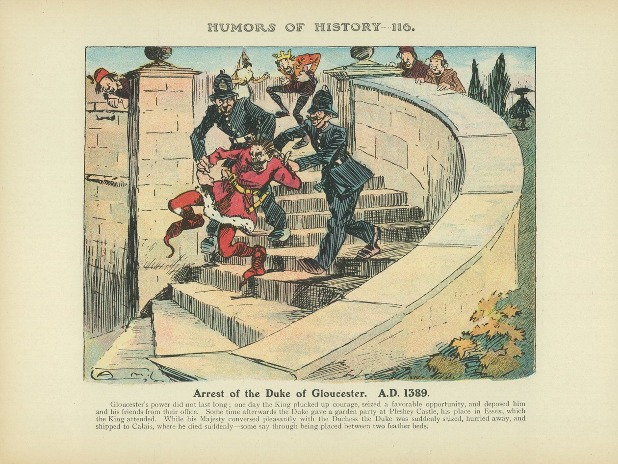 Arrestation af hertugen af Gloucester. A.D. 1389 (farvelitografi) af Arthur Moreland