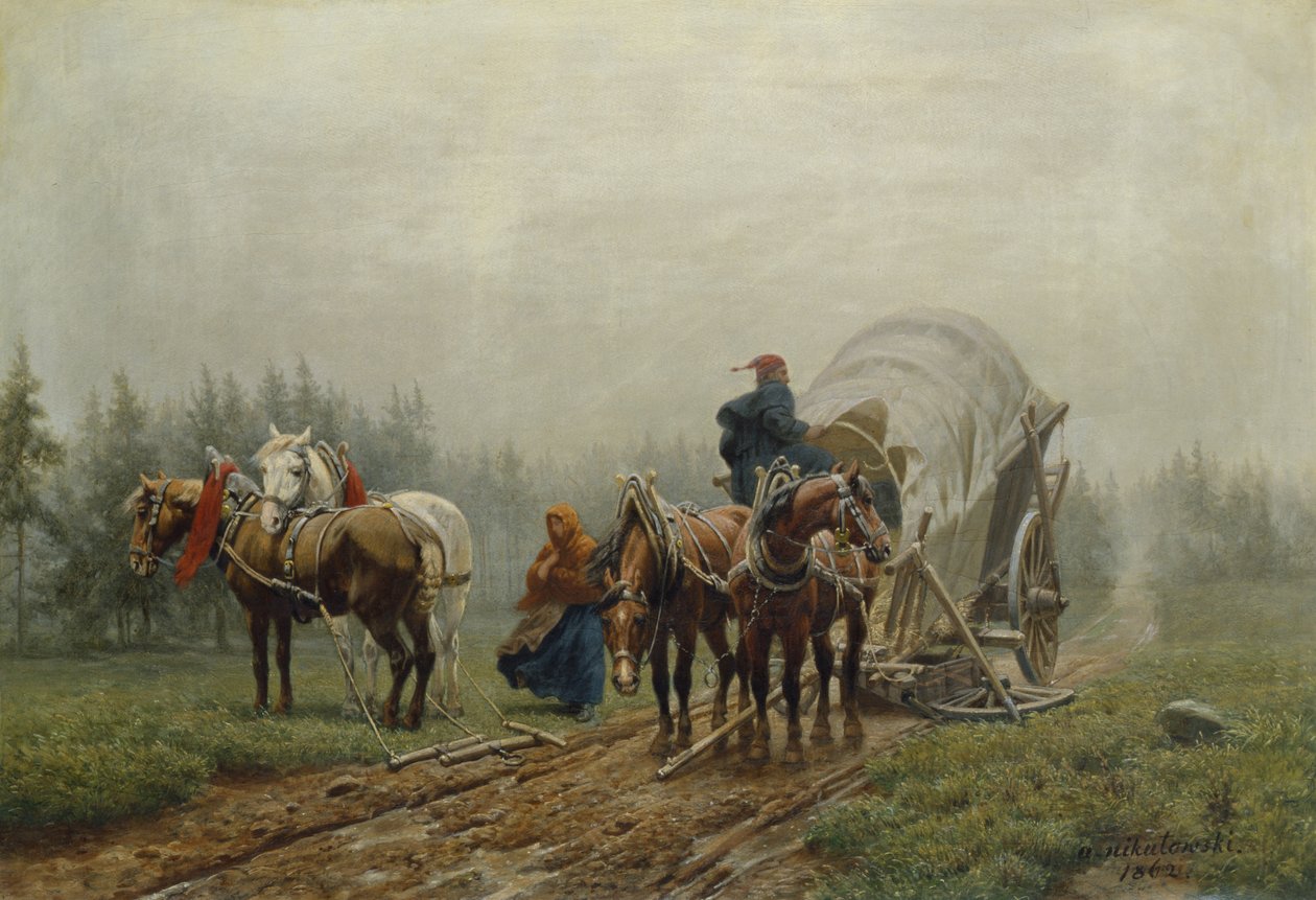 Den ødelagte godsvogn, 1862 af Arthur Nikutowski