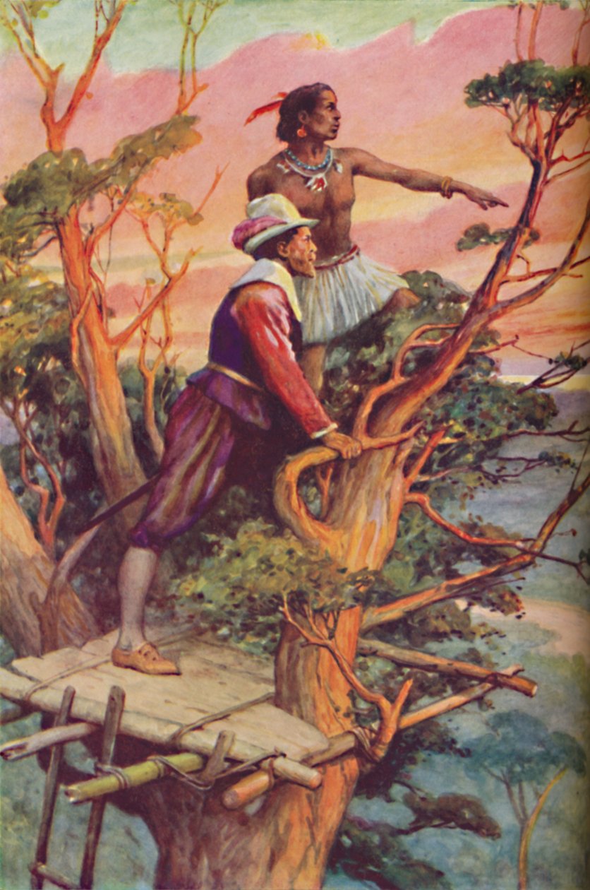 Sir Francis Drake - Den første englænder der så Stillehavet, c1925 af Arthur Percy Dixon