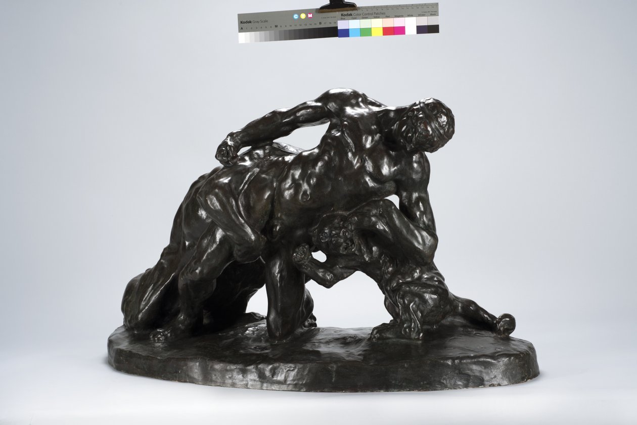 Mand låst i kamp med Lioness Cub (bronze) af Arthur Putnam