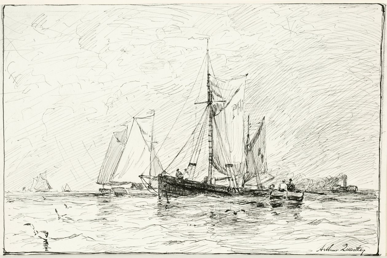 Trawlere ud for Plymouth, England af Arthur Quartley