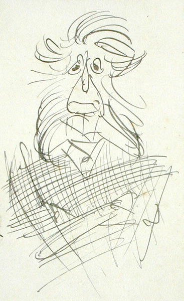 Et grotesk behåret hoved (pen og blæk på papir) af Arthur Rackham