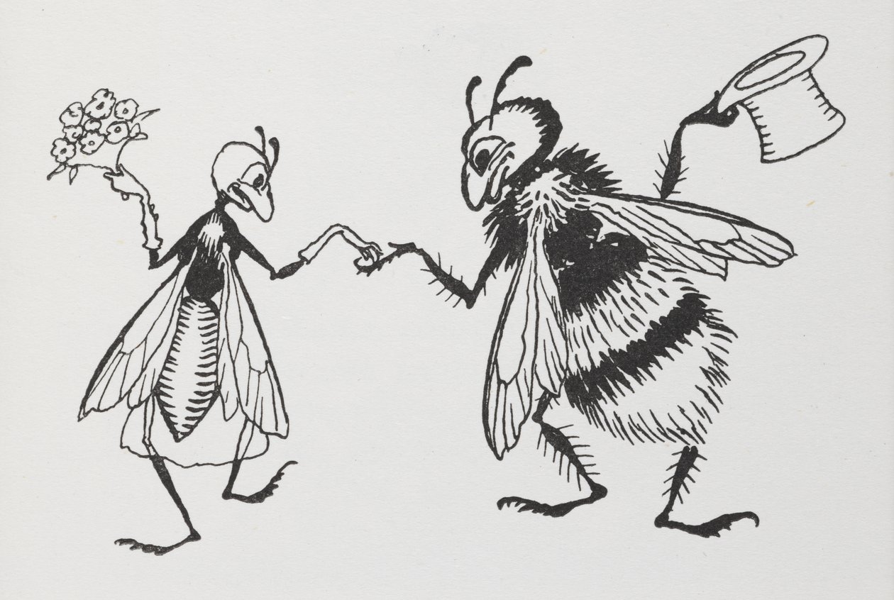 En flue og bi bliver gift. af Arthur Rackham