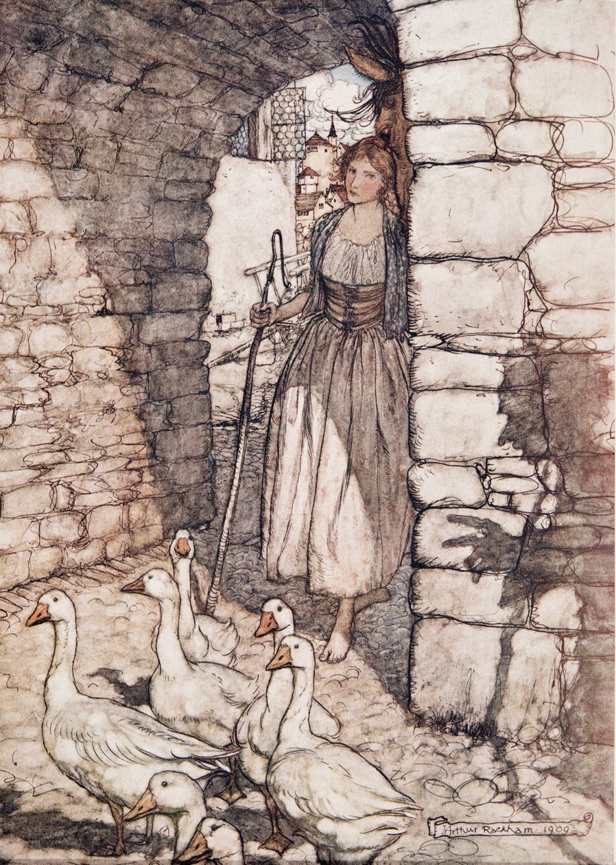 Ak! Kære Falada, der hænger du .. , fra Brødrene Grimms eventyr, pub. 1909 af Arthur Rackham