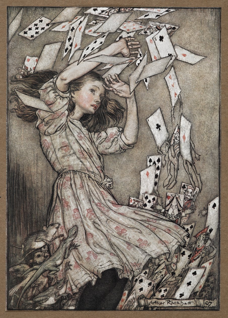 Alice og den faldende pakke kort af Arthur Rackham