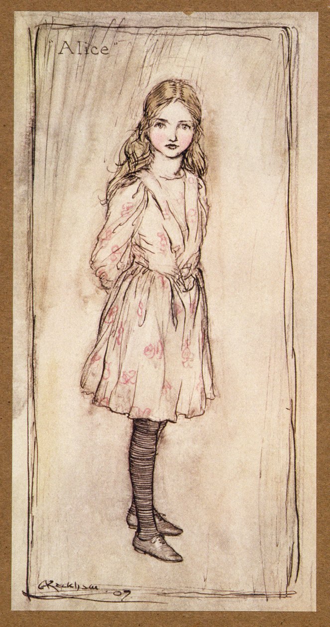 Alice, frontispice fra Alices Adventures in Wonderland, af Lewis Carroll, pub.1907 af Arthur Rackham