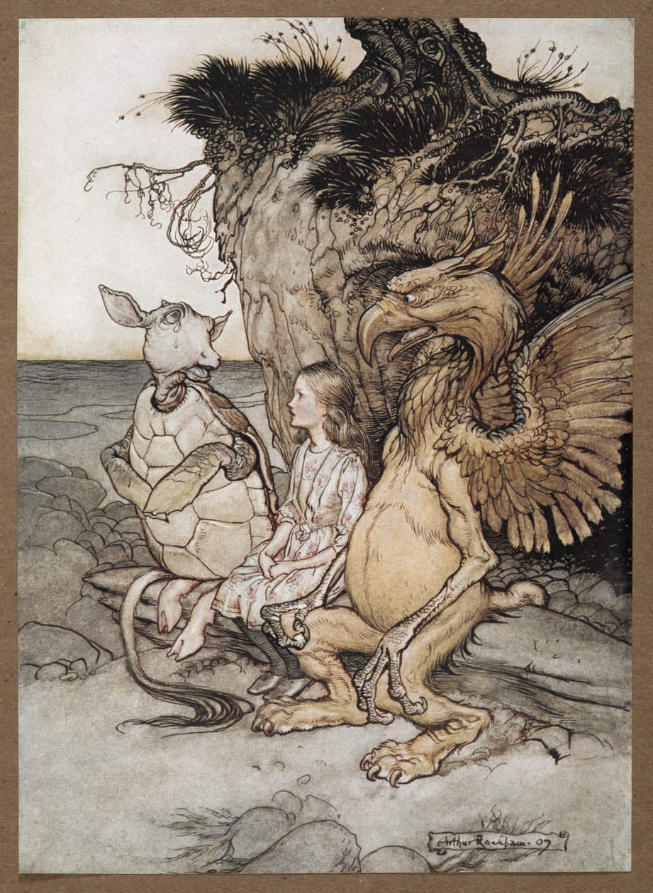 Alice med Gryphon og den falske skildpadde af Arthur Rackham