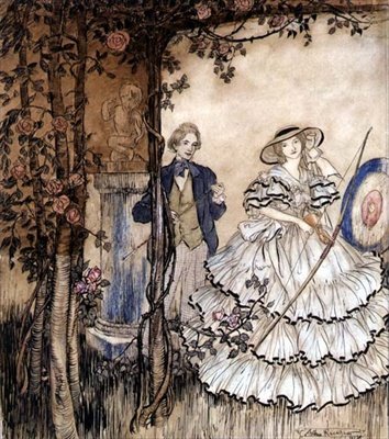Bueskydning (pen og blæk, akvarel) af Arthur Rackham