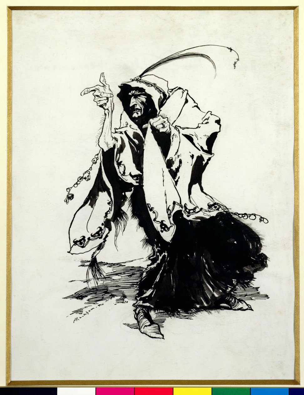 Briar Rose - The Thirteenth Fairy, illustration fra Fairy Tales of the Brothers Grimm, oversat af Mrs Edgar Lucas, udgivet 1900 (pen og blæk & monokrom wc på papir) af Arthur Rackham