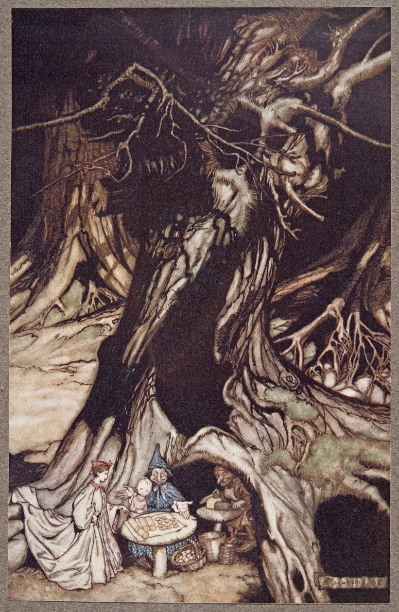 Smør er hentet fra rødderne af gamle træer, fra Peter Pan i Kensington Gardens af J M Barrie (1860 - 1937), pub. 1906 af Arthur Rackham