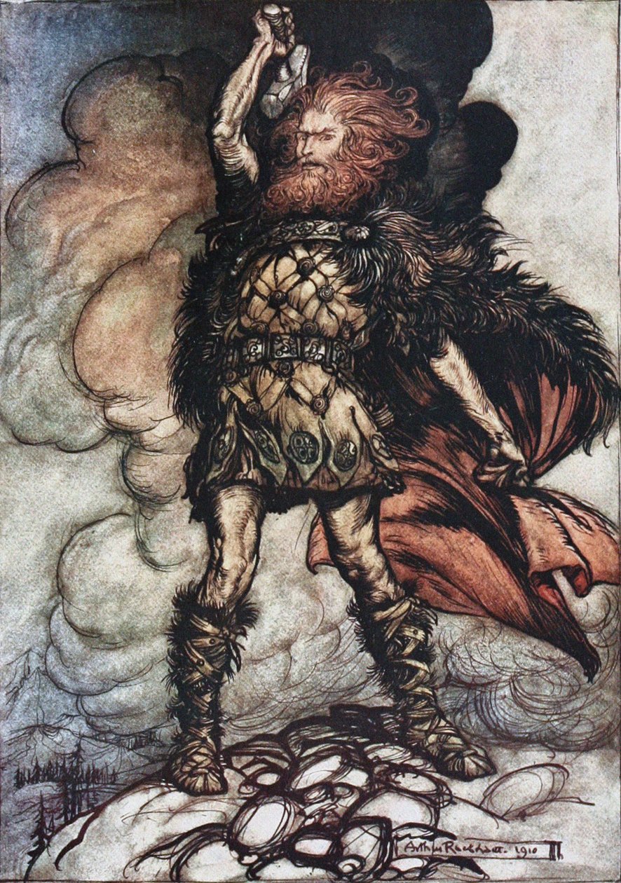 Donner, din herre, tilkalder sine værter! Illustration til The Rhinegold and The Valkyrie af Richard W af Arthur Rackham
