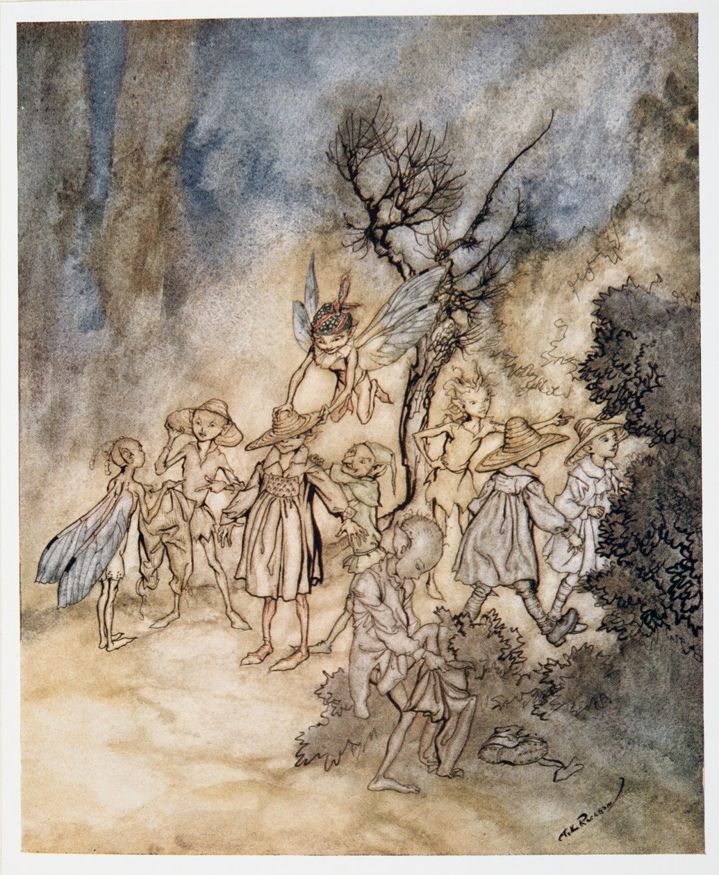 Indtast visse mejere, ordentligt beboede, illustration fra William Shakespeares The Tempest, pub. 1926 af Arthur Rackham