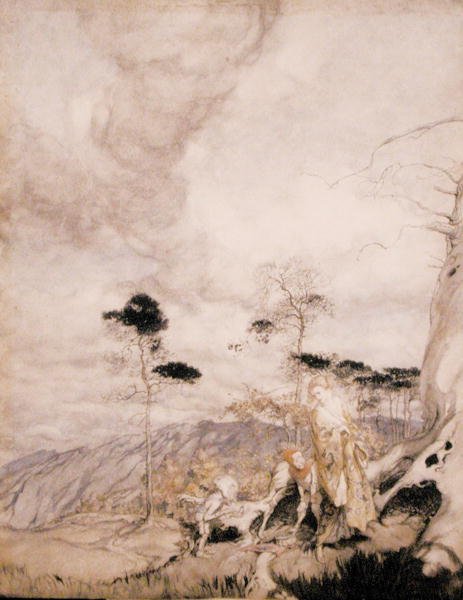 Fairy Egg Vendors (akvarel med pen og blæk på papir) af Arthur Rackham