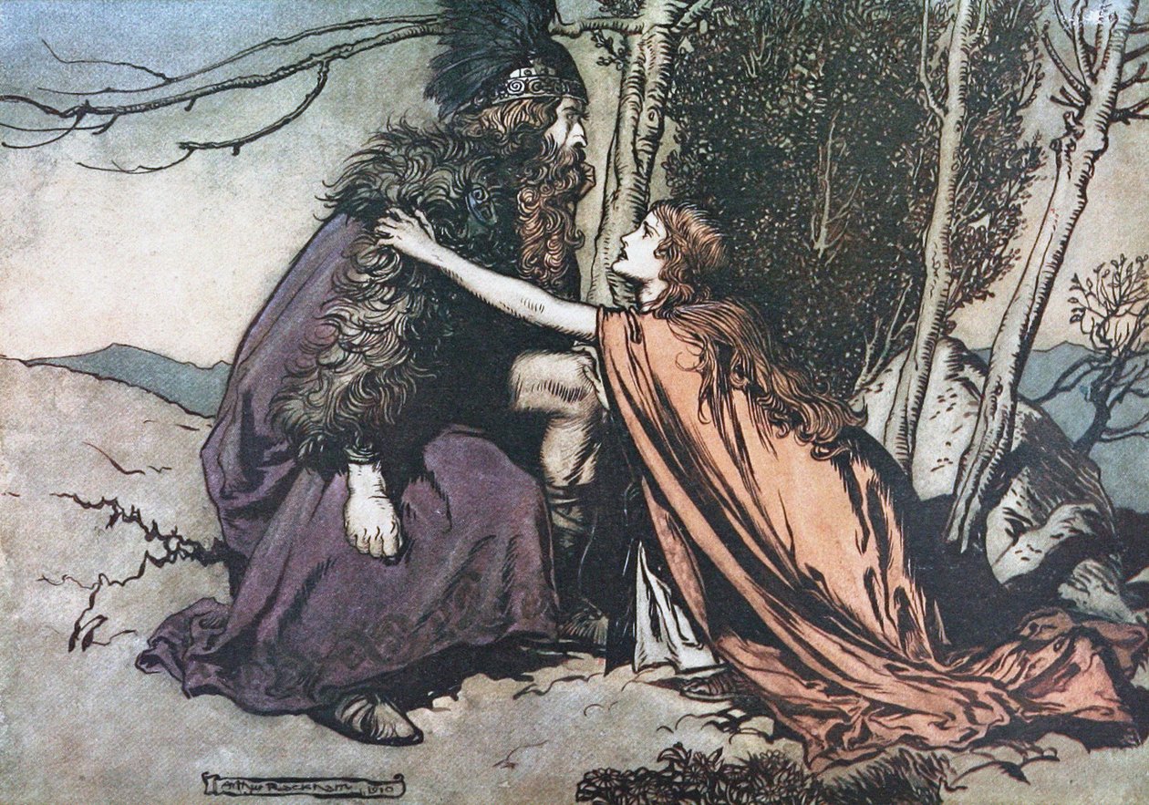 Far! Far! Fortæl mig, hvad der fejler dig Illustration til Rhinegold og Valkyrien af Richard af Arthur Rackham