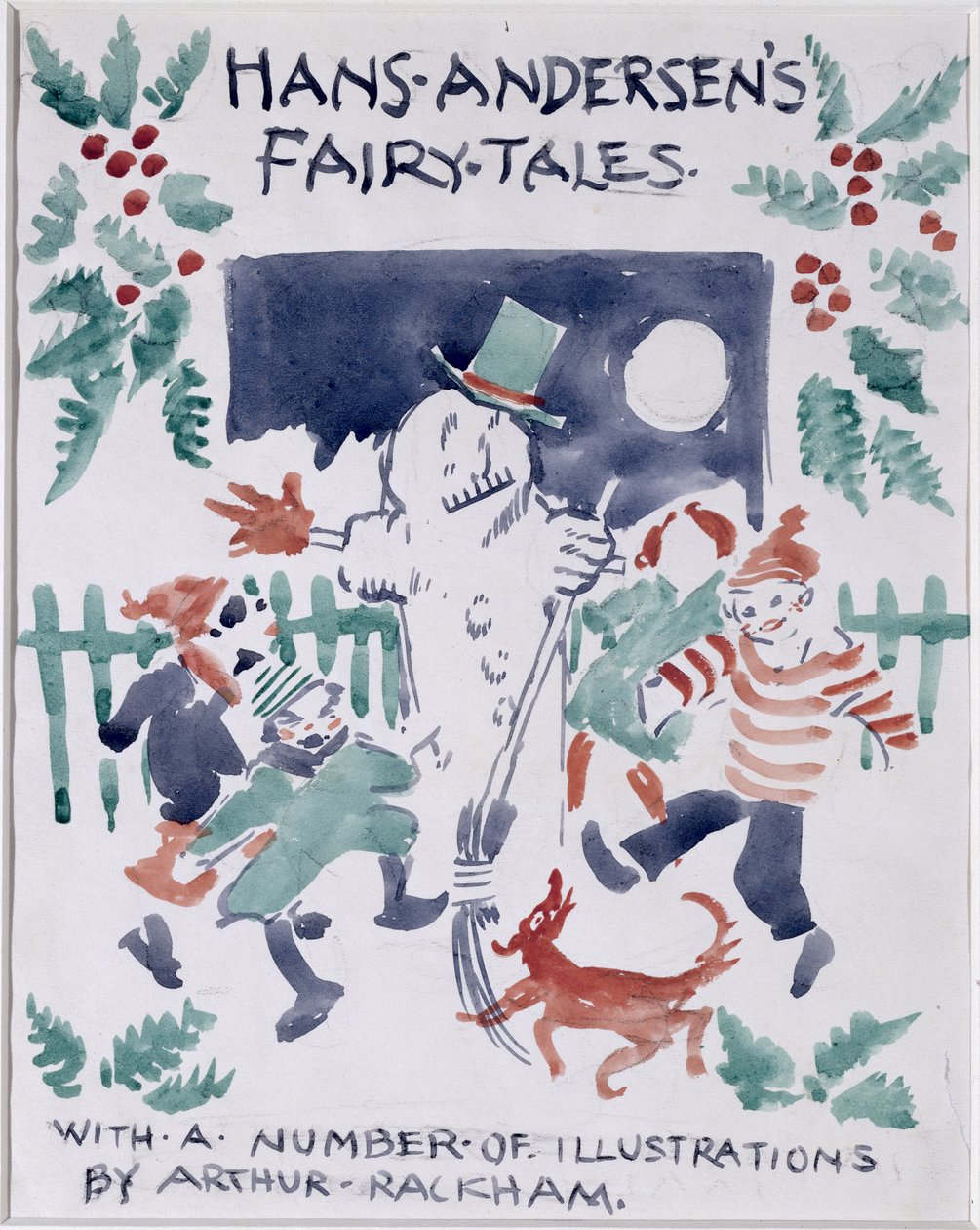 Forsideskitse til Hans Andersens Eventyr (wc på papir) af Arthur Rackham
