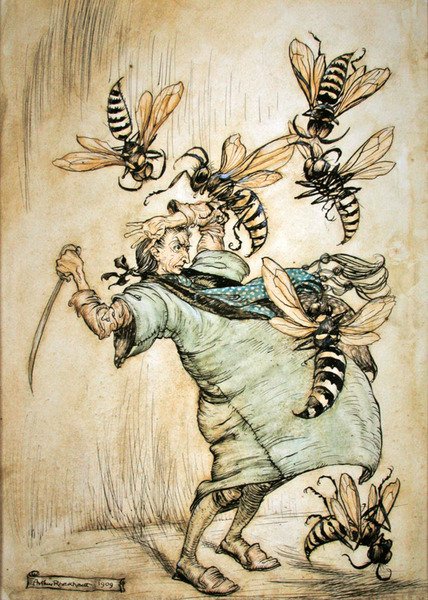 Gullivers kamp med hvepsene af Arthur Rackham
