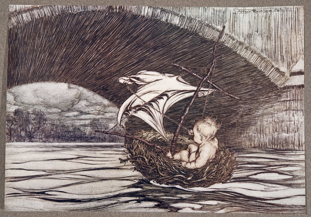 Han passerede under broen og kom inden for fuld syne af de liflige haver, fra Peter Pan i Kensington Gardens af J M Barrie (1860 - 1937), pub. 1906 af Arthur Rackham