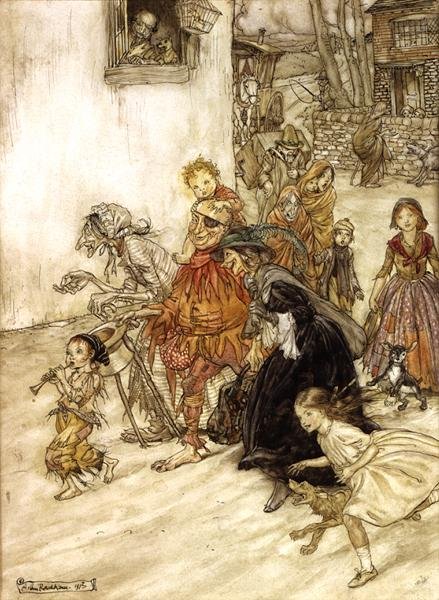 Illustration til gåsemor af Arthur Rackham
