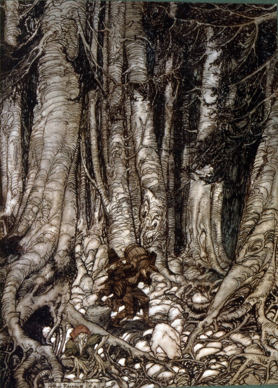Illustration af Arthur Rackham af Rip Van Winkle, en novelle af den amerikanske forfatter Washington Irving udgivet første gang i 1819 af Arthur Rackham