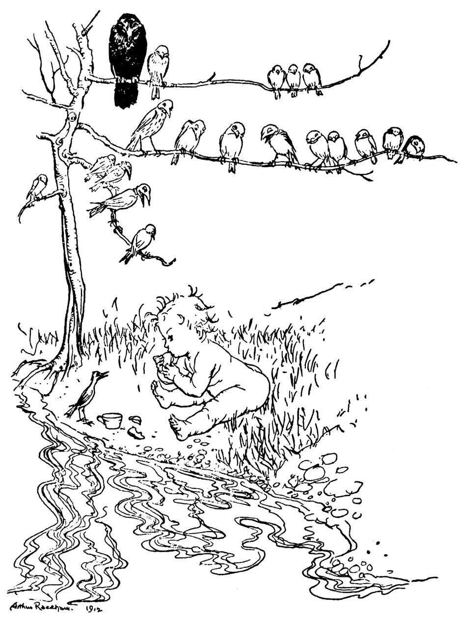 Illustration til Peter Pan af Arthur Rackham