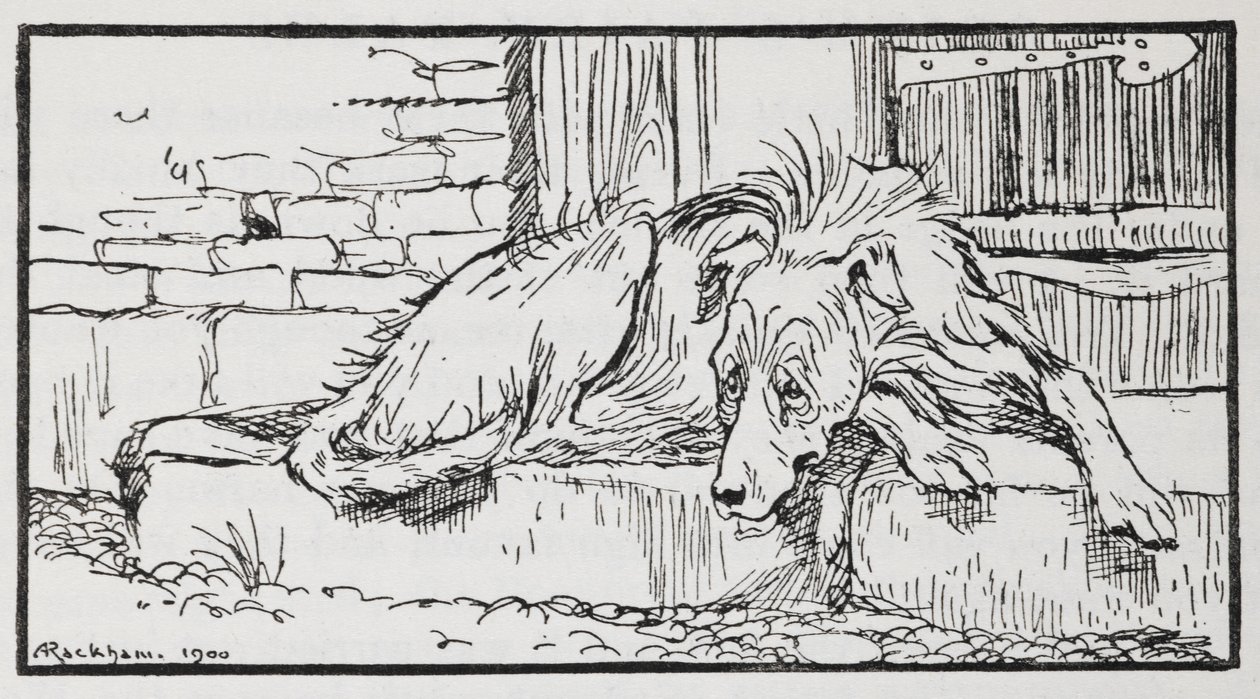 Illustration fra den gamle sultan af en hund. af Arthur Rackham
