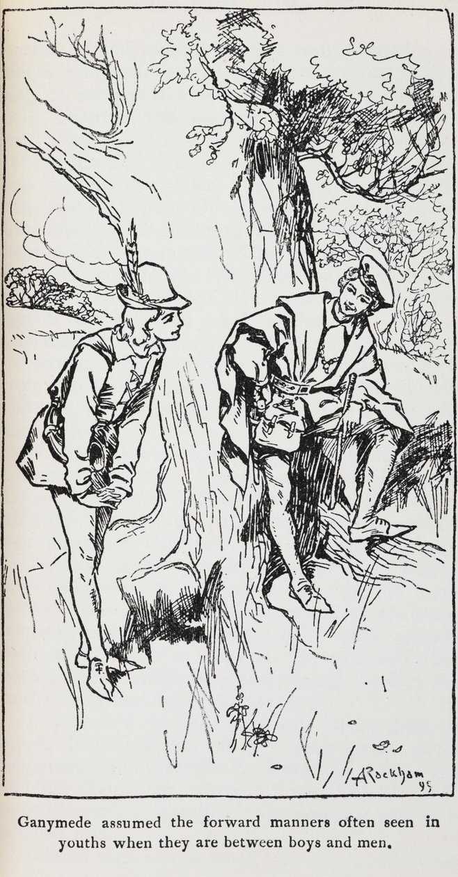 Illustration af Ganymedes fra As You Like It. af Arthur Rackham